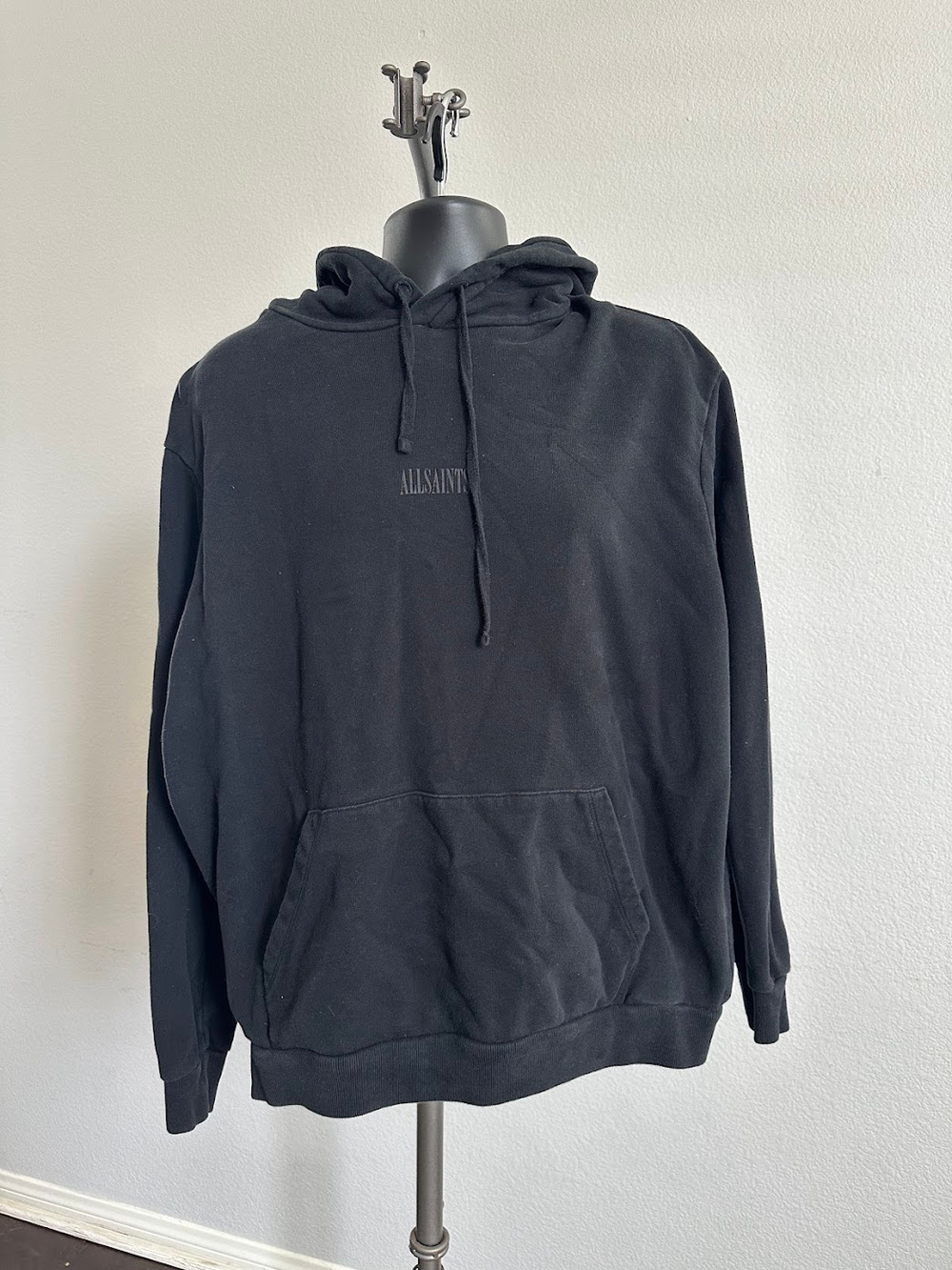 AllSaints Hoodie Pullover Sweatshirt Black Size Large